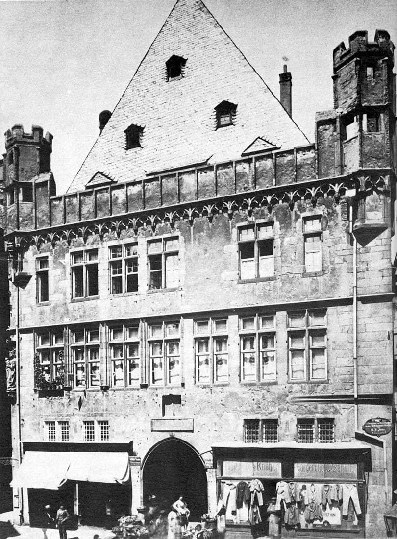 Das Steinerne Haus am Markt in Frankfurt, historische Aufnahme
